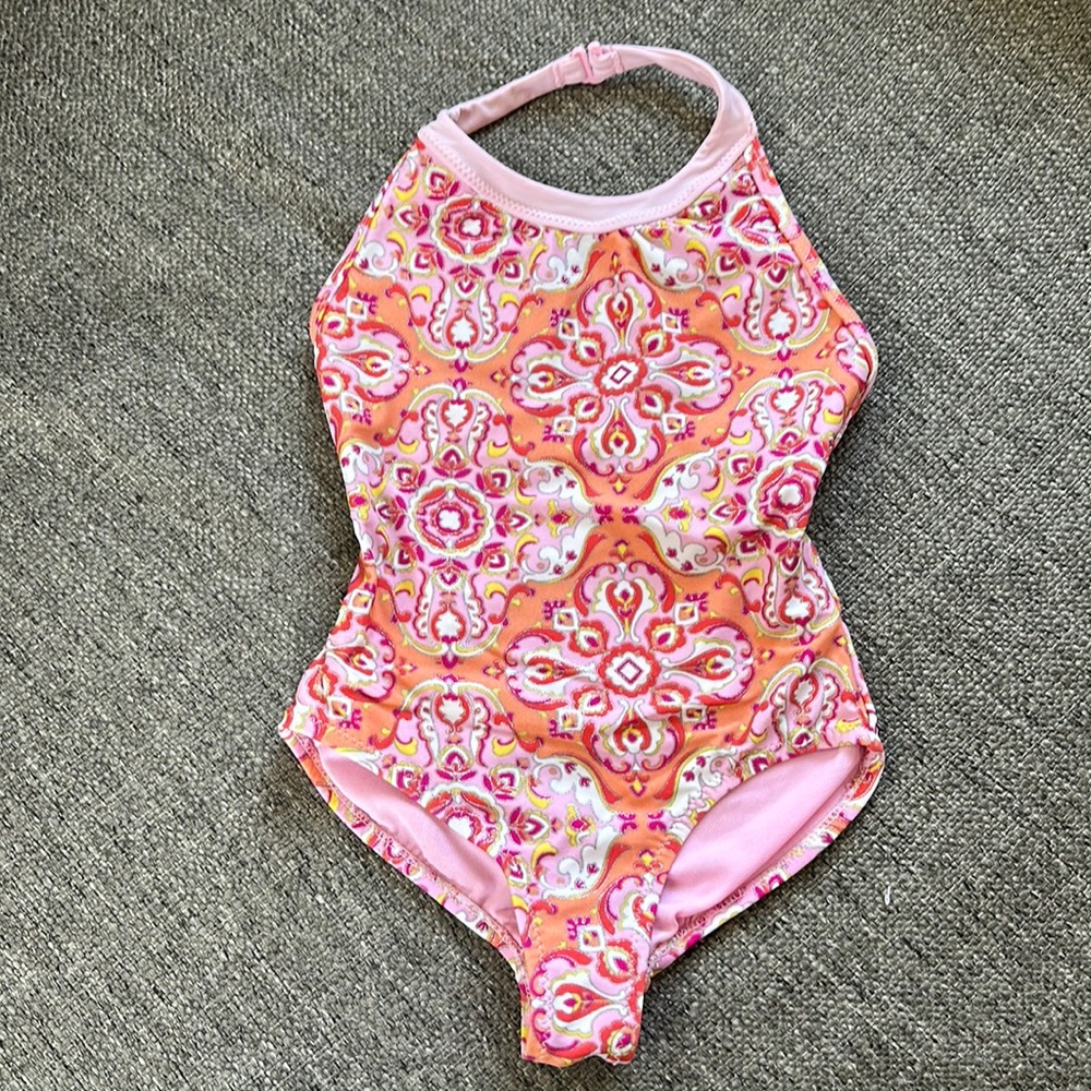 GAP kids Girls One Piece pink Orange Swimsuit Size XS
